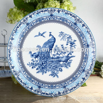 18.5 Inches Elegant New Bone China Blue and White Decorative Plate